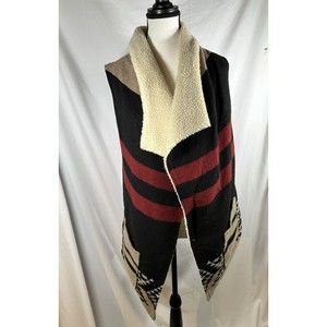 Me Jane Aztec Navajo Print Vest Womens Sz Small Faux Fur Lining Southwestern